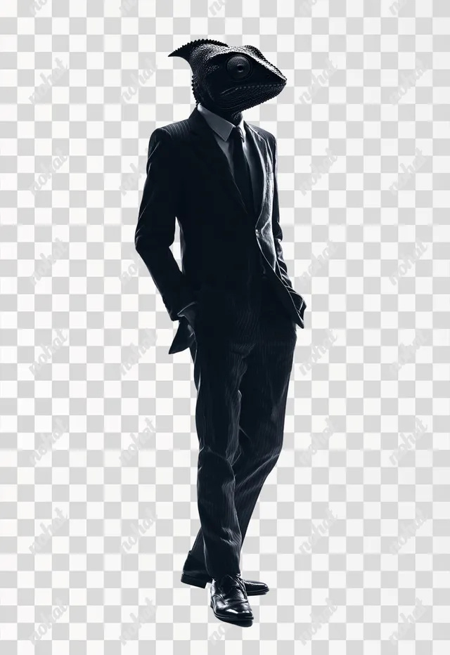 PNG Corporate Chameleon in Suit Silhouette