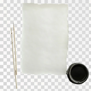 overhead view, blank japanese flat rice paper, sumi-e paper