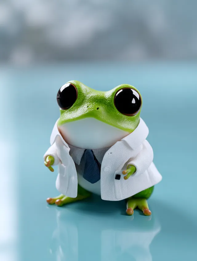 Adorable 3D Frog Scientist in Kawaii Style