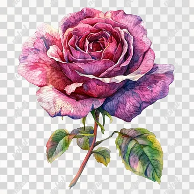Highly Detailed Watercolor Rose Clipart on an isolated background