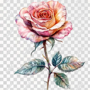 Highly Detailed Watercolor Rose Clipart on an isolated background