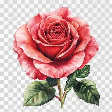 Highly Detailed Watercolor Rose Clipart on an isolated background