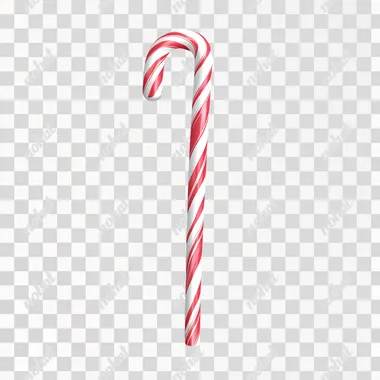 A candy cane, realistic style, white background, red and white striped, realistic
