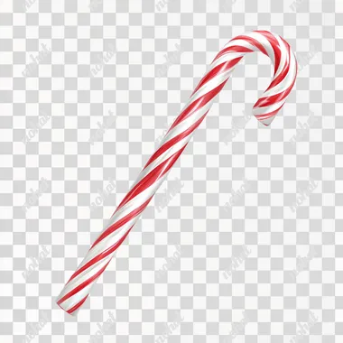 A candy cane, realistic style, white background, red and white striped, realistic