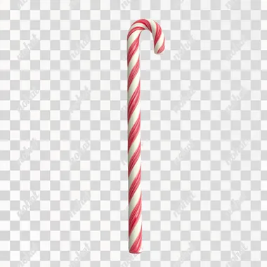 A candy cane, realistic style, white background, red and white striped, realistic