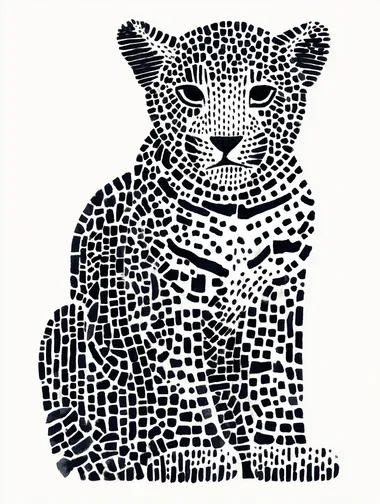 Minimalistic simple watercolor of a cute little happy jaguar, from Jaguar, soft earth tone colors, full view, nursery watercolor style, childrens book watercolor style, on white background,    4032703   --sv 4