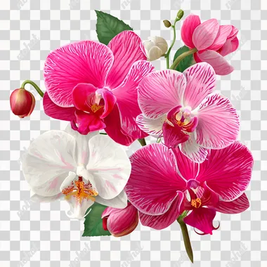 Orchid flowers bouquet, pink and white colors, isolated PNG, high-resolution floral clipart   ipysnhq --raw