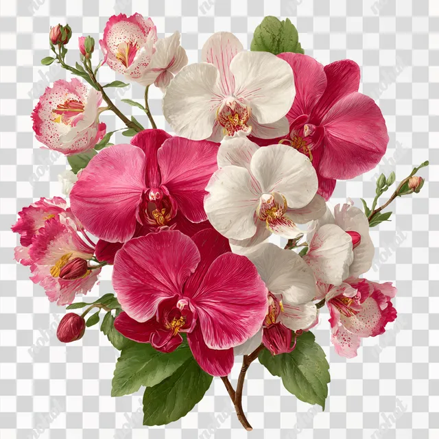PNG Elegant Pink and White Orchid Bouquet Clipart