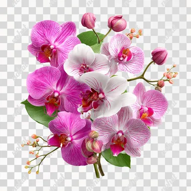 Orchid flowers bouquet, pink and white colors, isolated PNG, high-resolution floral clipart   ipysnhq --raw