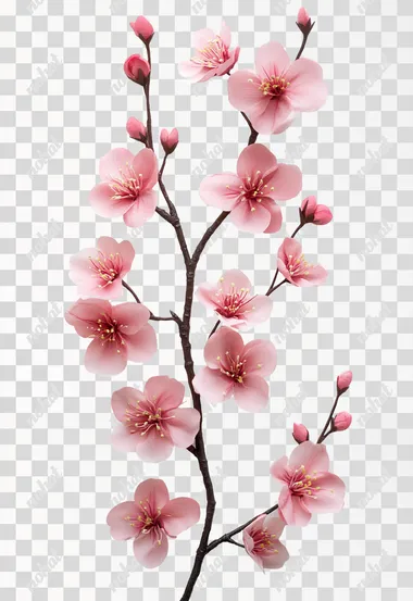 small cherry blossom arrangement on white background no shadow