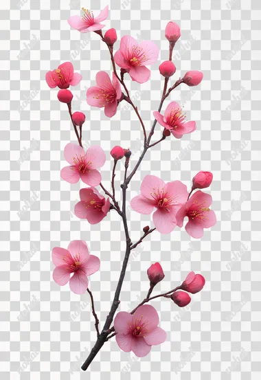 small cherry blossom arrangement on white background no shadow