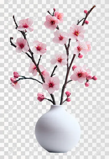 small cherry blossom arrangement on white background no shadow
