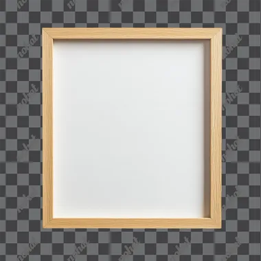 A light wooden frame with a blank canvas on a white background, no shadows, a flat lay view of the front face of an empty photo or painting frame, a mockup template for artwork and poster design rectangle shape