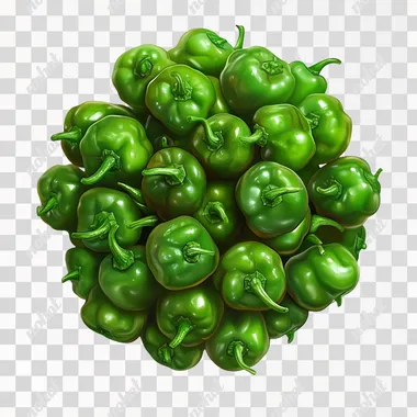 a lot of green chillies in a bunch, photorealistic, white background