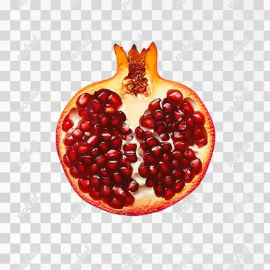 A bright orange and red color pomegranate on a white background