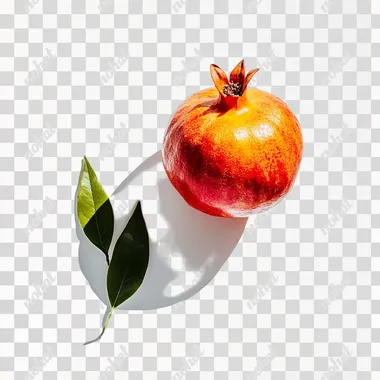 A bright orange and red color pomegranate on a white background