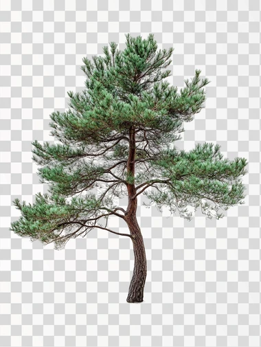 A pine tree, white background, professional photography, clear picture quality, natural light