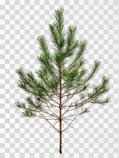 A pine tree, white background, professional photography, clear picture quality, natural light