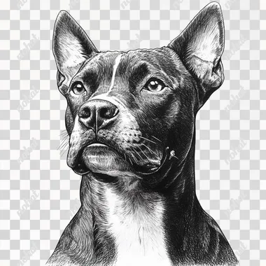 amstaff realistic portrait black and white drawing