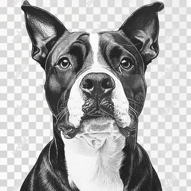 amstaff realistic portrait black and white drawing