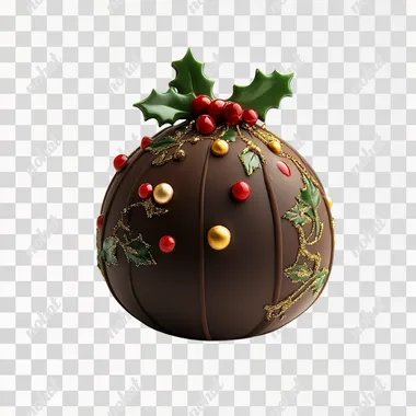 Christmas pudding against a blank white background
