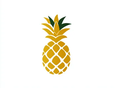 Standalone modern pineapple logo bold flat design, clean silhouette, minimal detail, filled with 1-3 solid colors (gold, green, black), no outlines or intricate patterns, centered on white background. Simplified and eye-catching, optimized for brand visibility and recognition, professional and modern aesthetic, no text.  --raw