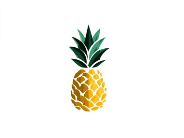 Standalone modern pineapple logo bold flat design, clean silhouette, minimal detail, filled with 1-3 solid colors (gold, green, black), no outlines or intricate patterns, centered on white background. Simplified and eye-catching, optimized for brand visibility and recognition, professional and modern aesthetic, no text.  --raw