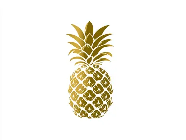 Standalone modern pineapple logo bold flat design, clean silhouette, minimal detail, filled with 1-3 solid colors (gold, green, black), no outlines or intricate patterns, centered on white background. Simplified and eye-catching, optimized for brand visibility and recognition, professional and modern aesthetic, no text.  --raw