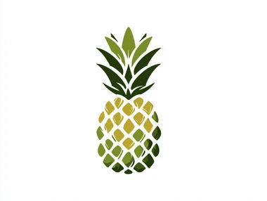 Standalone modern pineapple logo bold flat design, clean silhouette, minimal detail, filled with 1-3 solid colors (gold, green, black), no outlines or intricate patterns, centered on white background. Simplified and eye-catching, optimized for brand visibility and recognition, professional and modern aesthetic, no text.  --raw