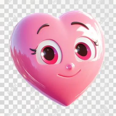 3d cartoon pink love heart icon glossy white background no shadow vector svg macro shot pixar