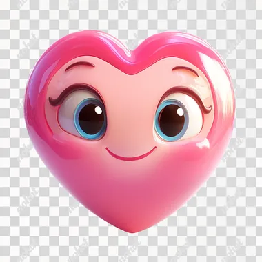 3d cartoon pink love heart icon glossy white background no shadow vector svg macro shot pixar