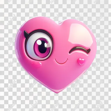 3d cartoon pink love heart icon glossy white background no shadow vector svg macro shot pixar
