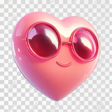 3d cartoon pink love heart icon glossy white background no shadow vector svg macro shot pixar