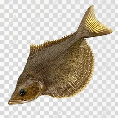 Summer Flounder Fluke side view, white background