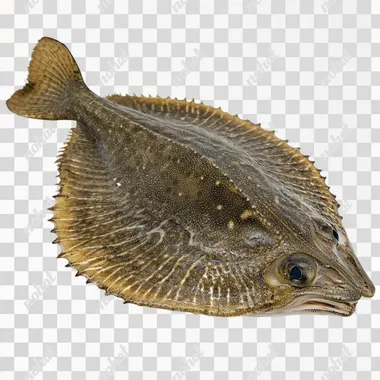 Summer Flounder Fluke side view, white background