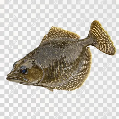 Summer Flounder Fluke side view, white background