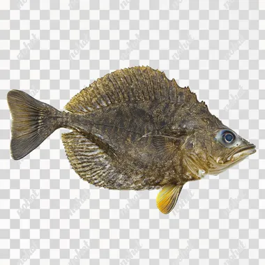 Summer Flounder Fluke side view, white background