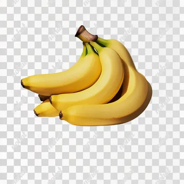 A bunch of bananas isolated on a white background, no shadow, sharp details, studio shot, 8k