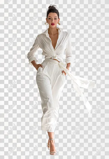 A beautiful model walking in white background full body