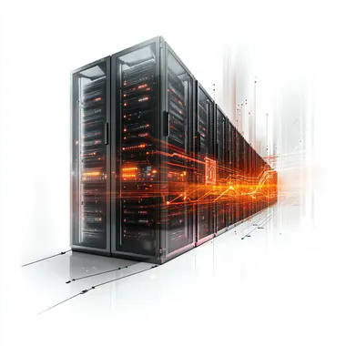 illustration of a WebSocket running and connecting between servers, white background, dramatic