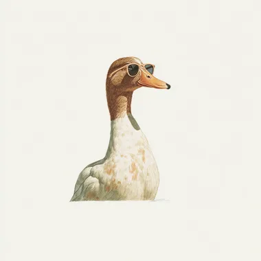 cute watercolor of a baby duck with sunglasses, white plane background --s 250  uuon9xh