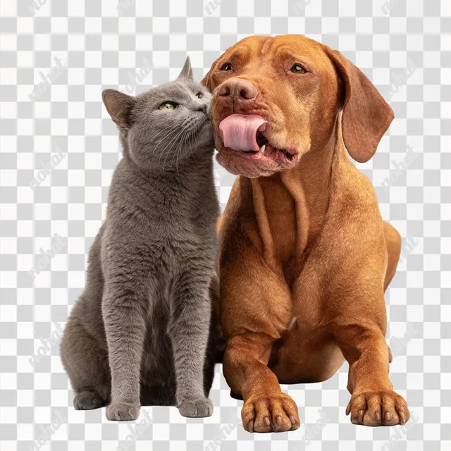 PNG Playful Bonding: Dog and Cat Together