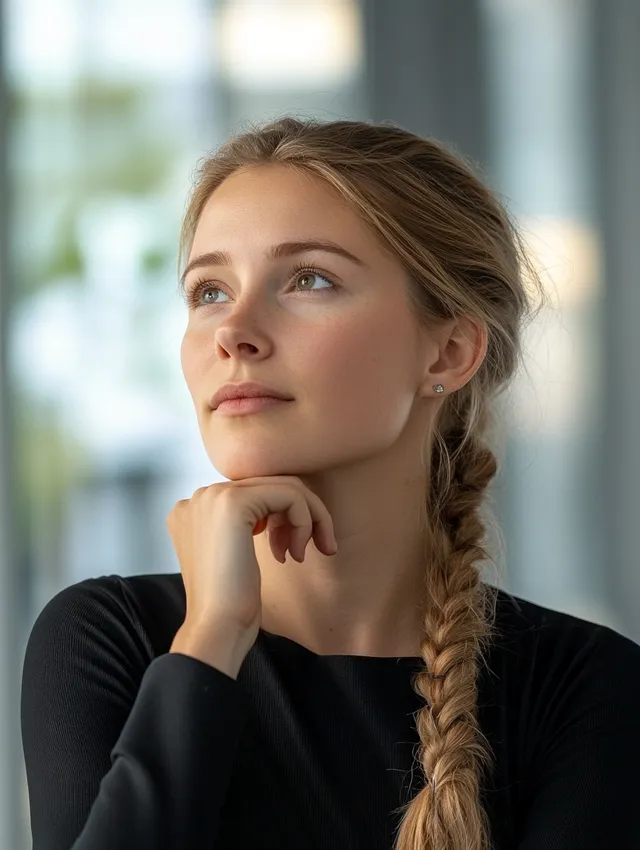 a woman with a braid in her hair
