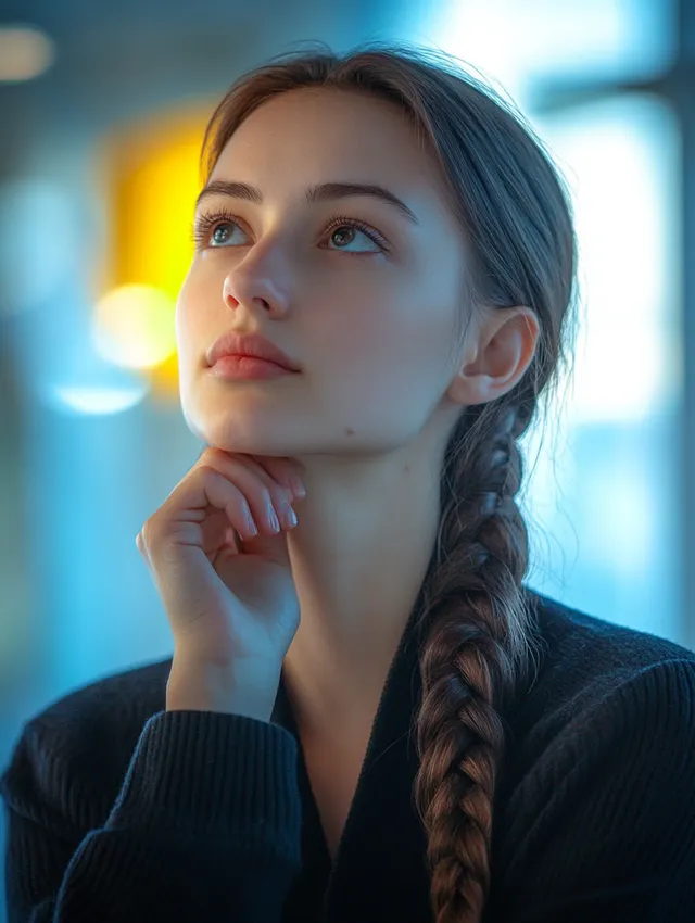a woman with a braid in her hair