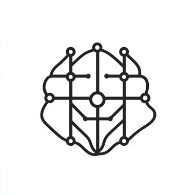 monocolor line icon of a neural network one sided on a white background  --s 0