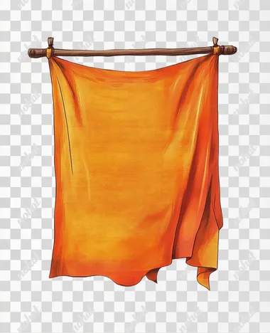 a new hanging flag of orange color canvas rolled out the Middle Ages illustration pixar style