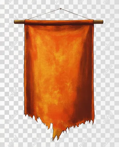 a new hanging flag of orange color canvas rolled out the Middle Ages illustration pixar style