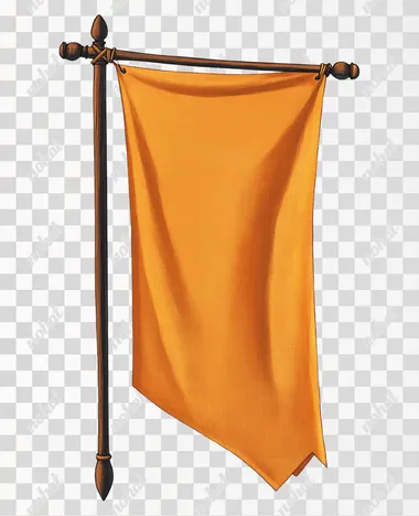 a new hanging flag of orange color canvas rolled out the Middle Ages illustration pixar style