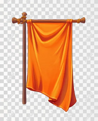 a new hanging flag of orange color canvas rolled out the Middle Ages illustration pixar style