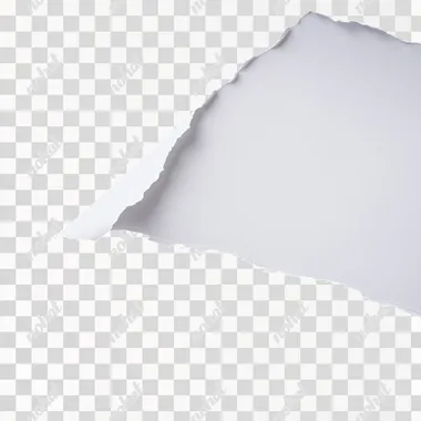 A sheet of smooth white paper, the top edge is torn, against a black background